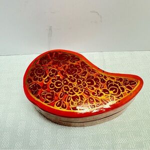 Red Decorative Paisley Jewelry Box - Hand-Painted Accent by MATR BOOMIE